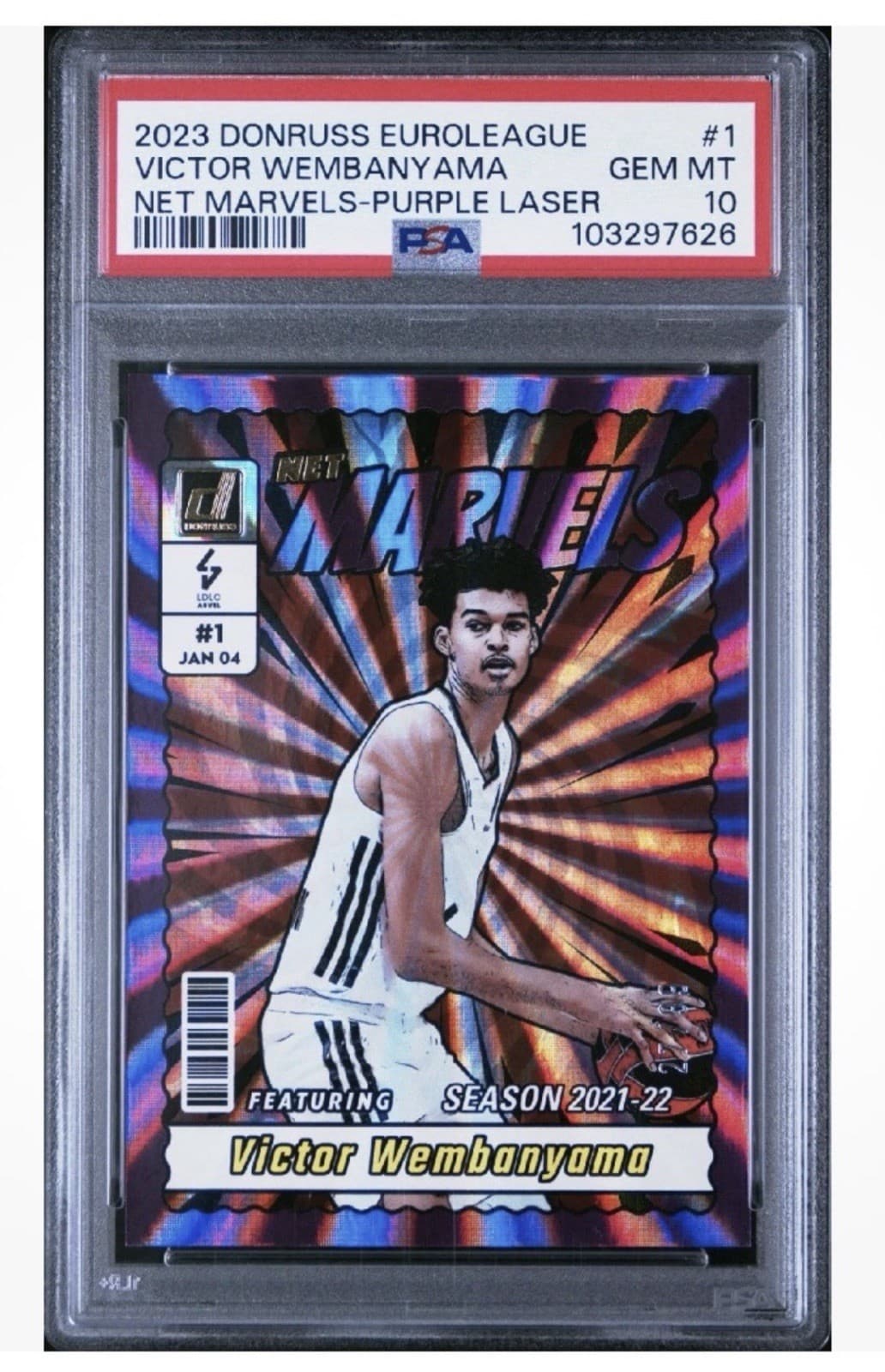 2023 Panini Donruss Victor Wembanyama #1 RC Rookie Net Marvels Laser /99 PSA 10