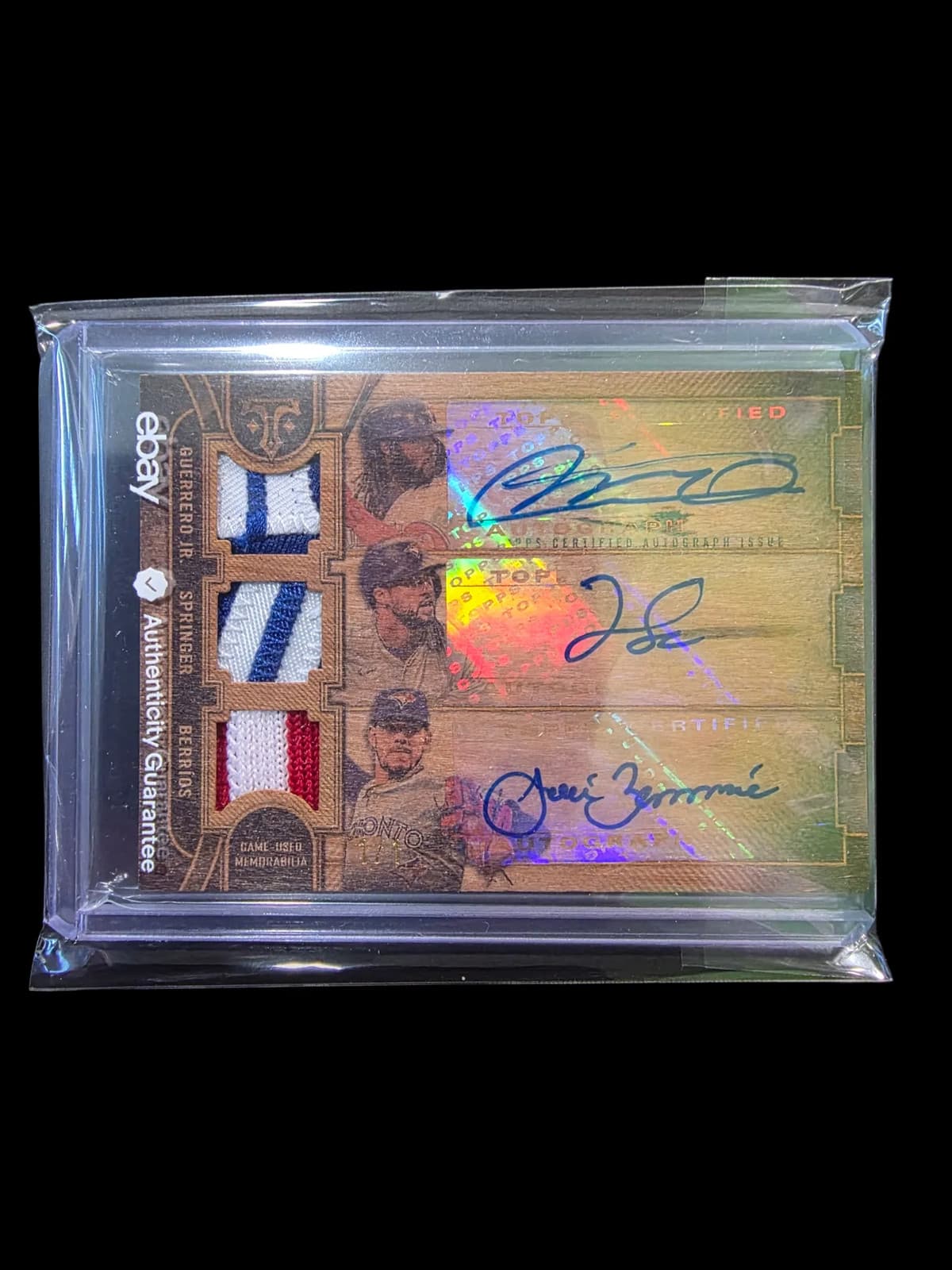 2024 Topps Triple Vladimir Jr. Bo Bichette George Springer Relic Patch 1/1