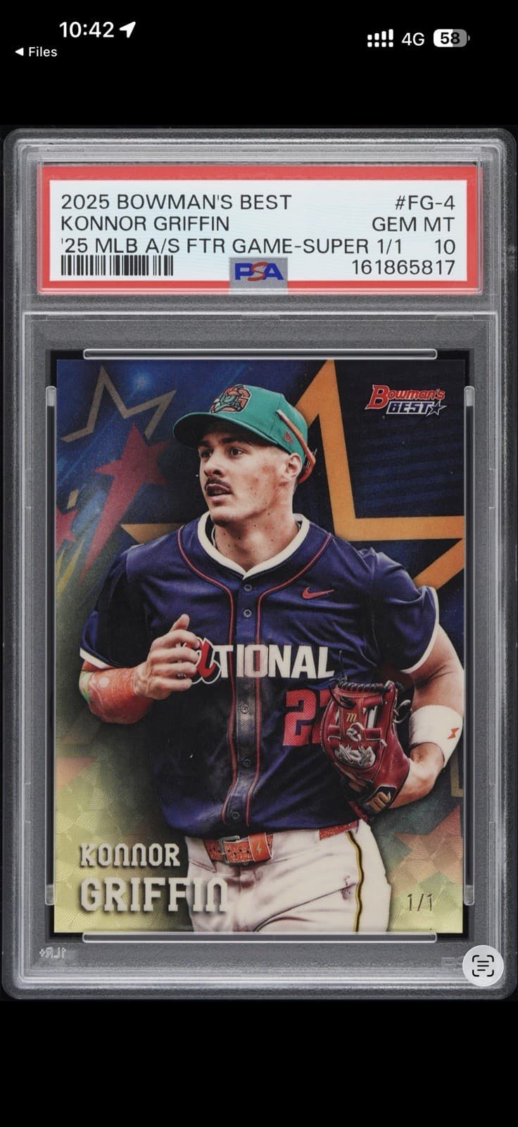 2025 Bowman's Best Konnor Griffin 1/1 Superfractor Pittsburgh Pirates PSA 10 GM