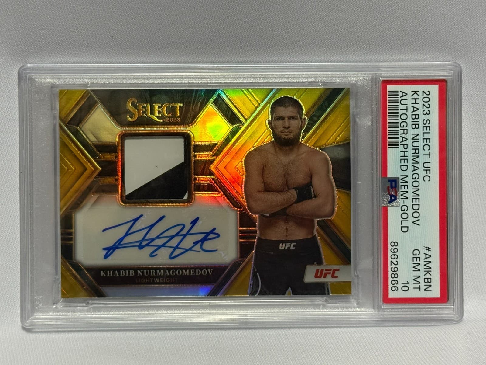 2023 Select UFC Khabib Nurmagomedov Auto Memorabilia Auto GOLD 04/10 PSA 10