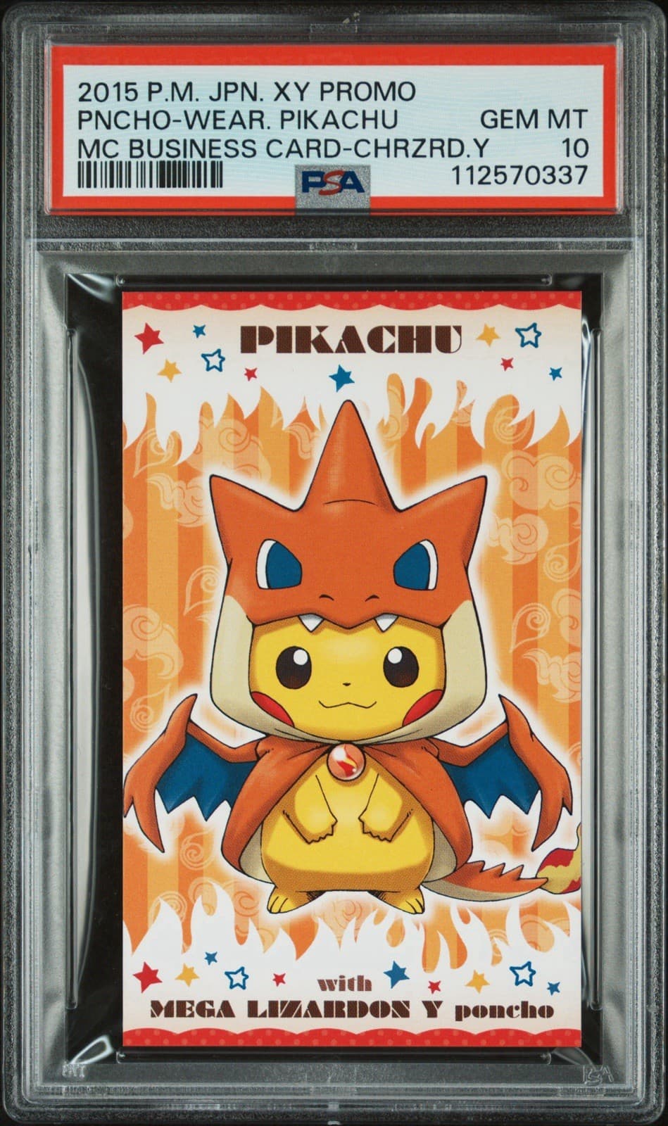 2015 Pokemon JPN XY Promo Poncho Pikachu Mega Charizard Y Business Card PSA 10