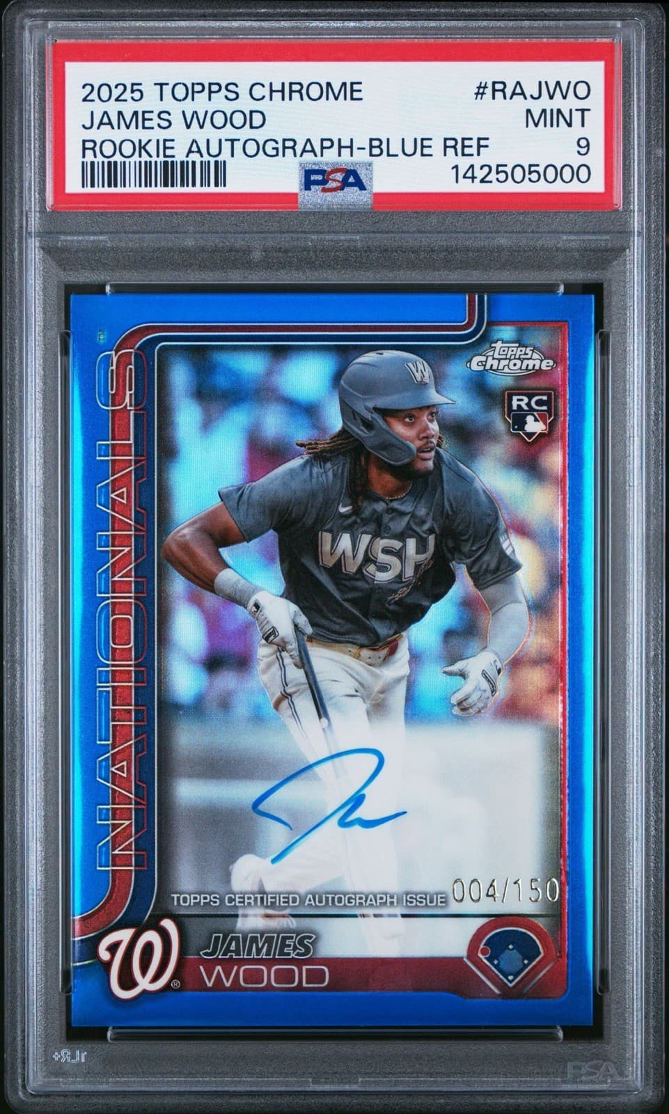 2025 Topps Chrome - Rookie Autographs James Wood #RA-JWO Blue Refractor /150 