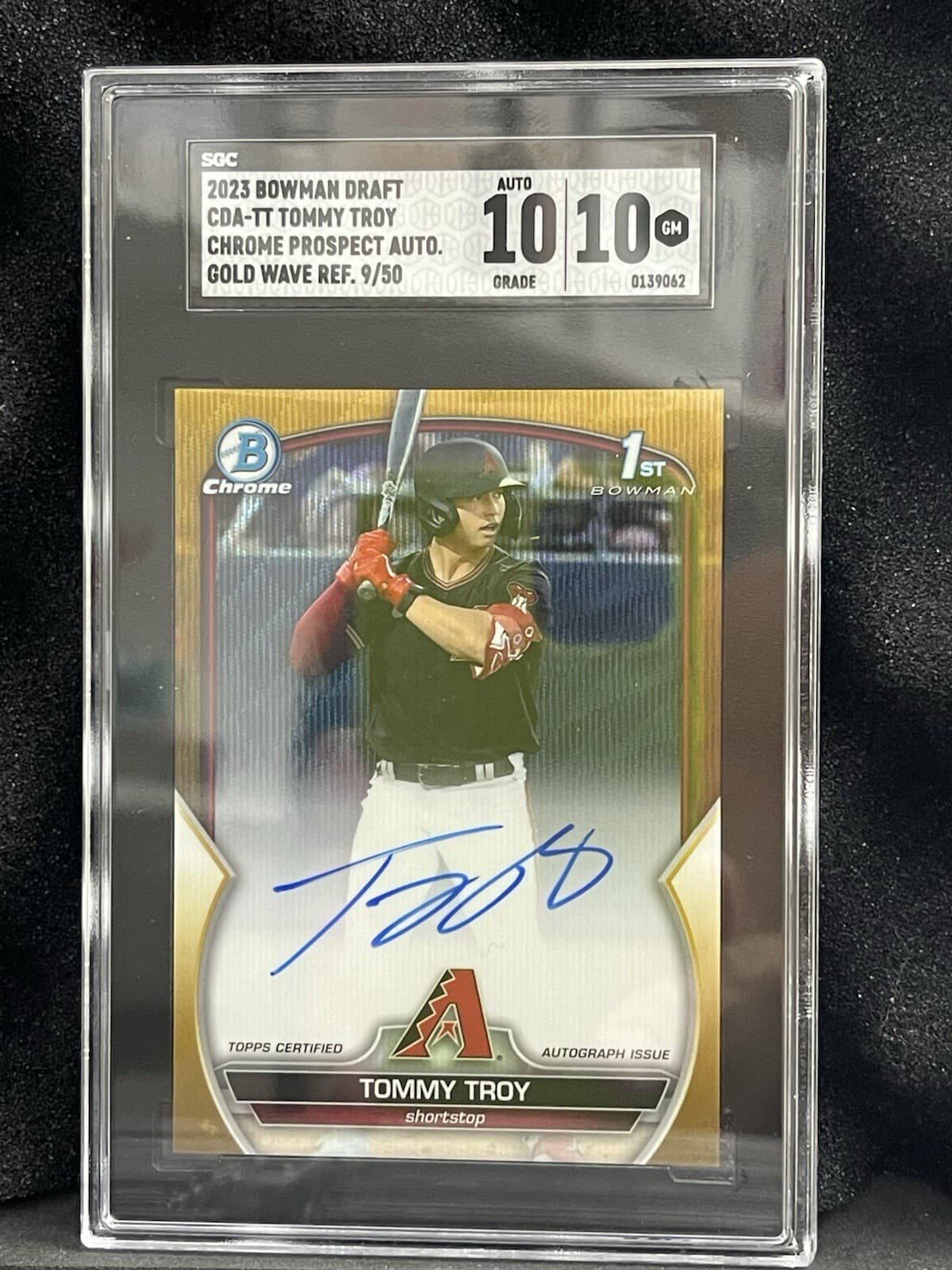 Tommy Troy 2023 Bowman Chrome 1st Gold Wave Auto /50 SGC 10- GEM #8 Prospect🔥