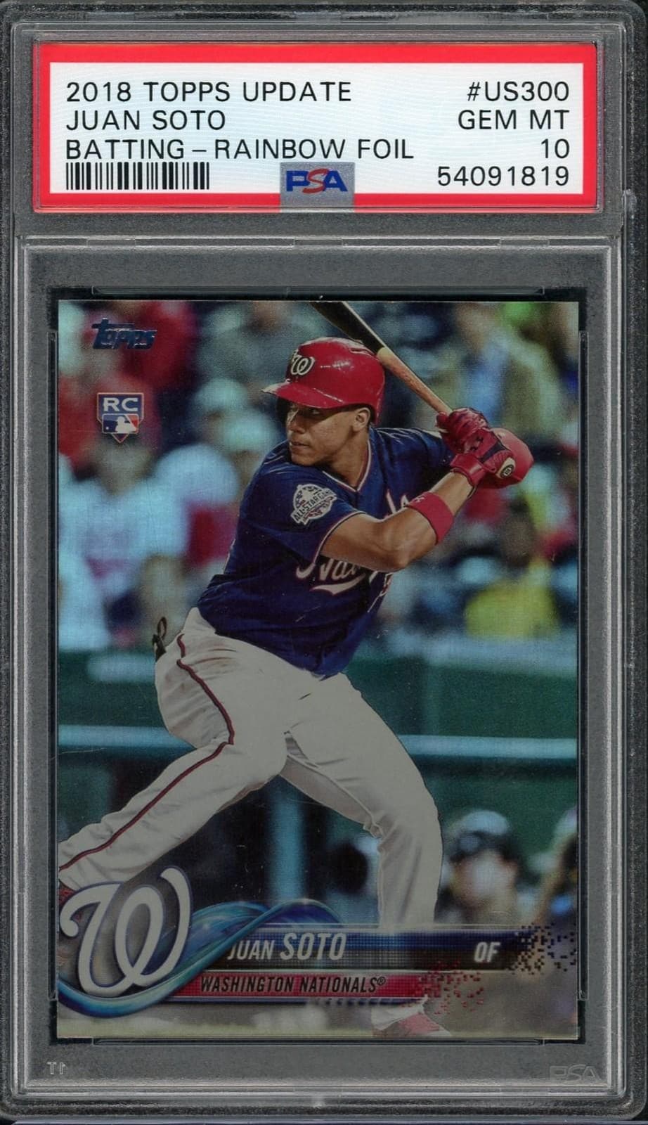 2018 Topps Update Juan Soto Rainbow Foil Rookie #US300 PSA 10