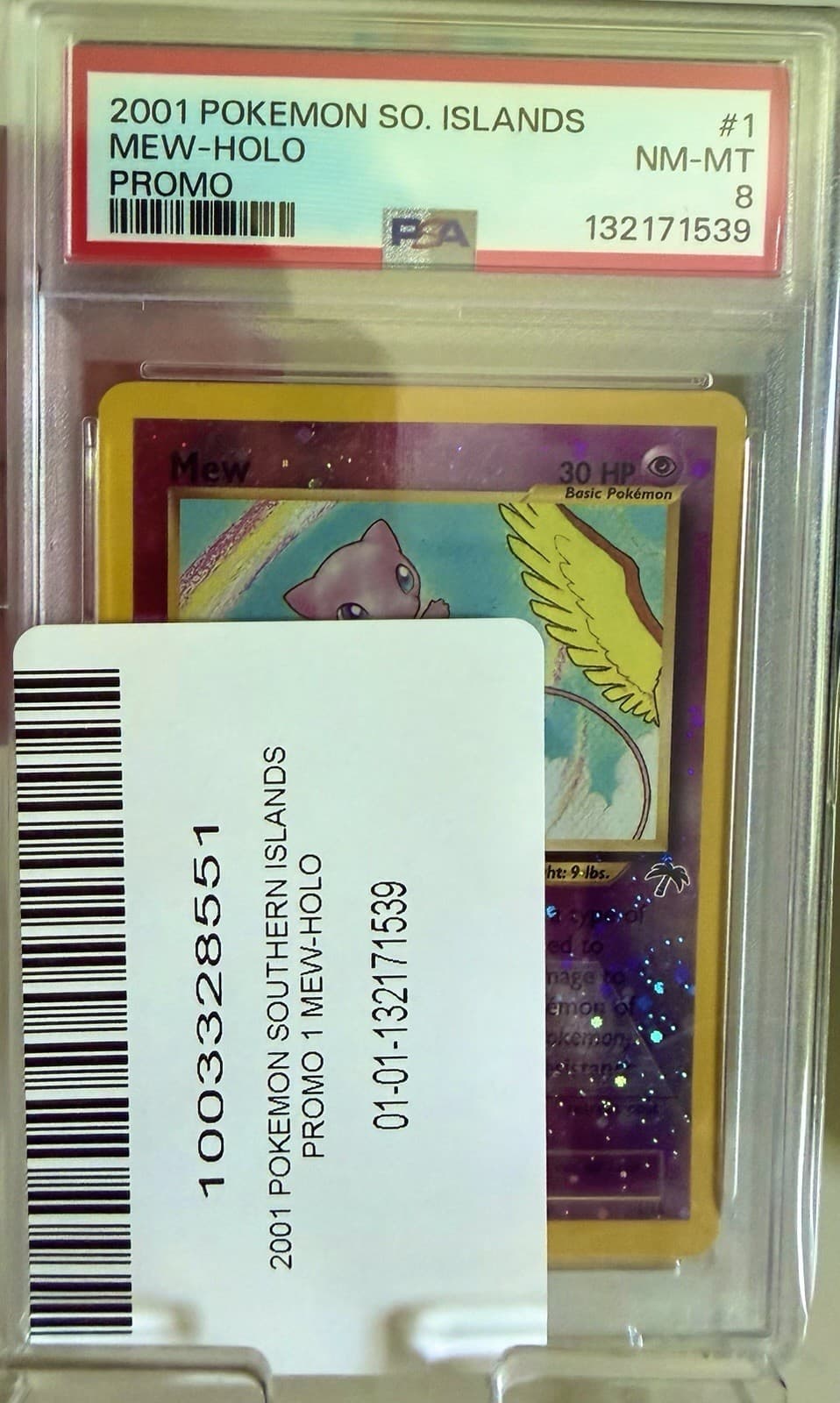 Pokemon 2001 Southern Islands Mew Reverse Holo Promo #1 PSA 8 English