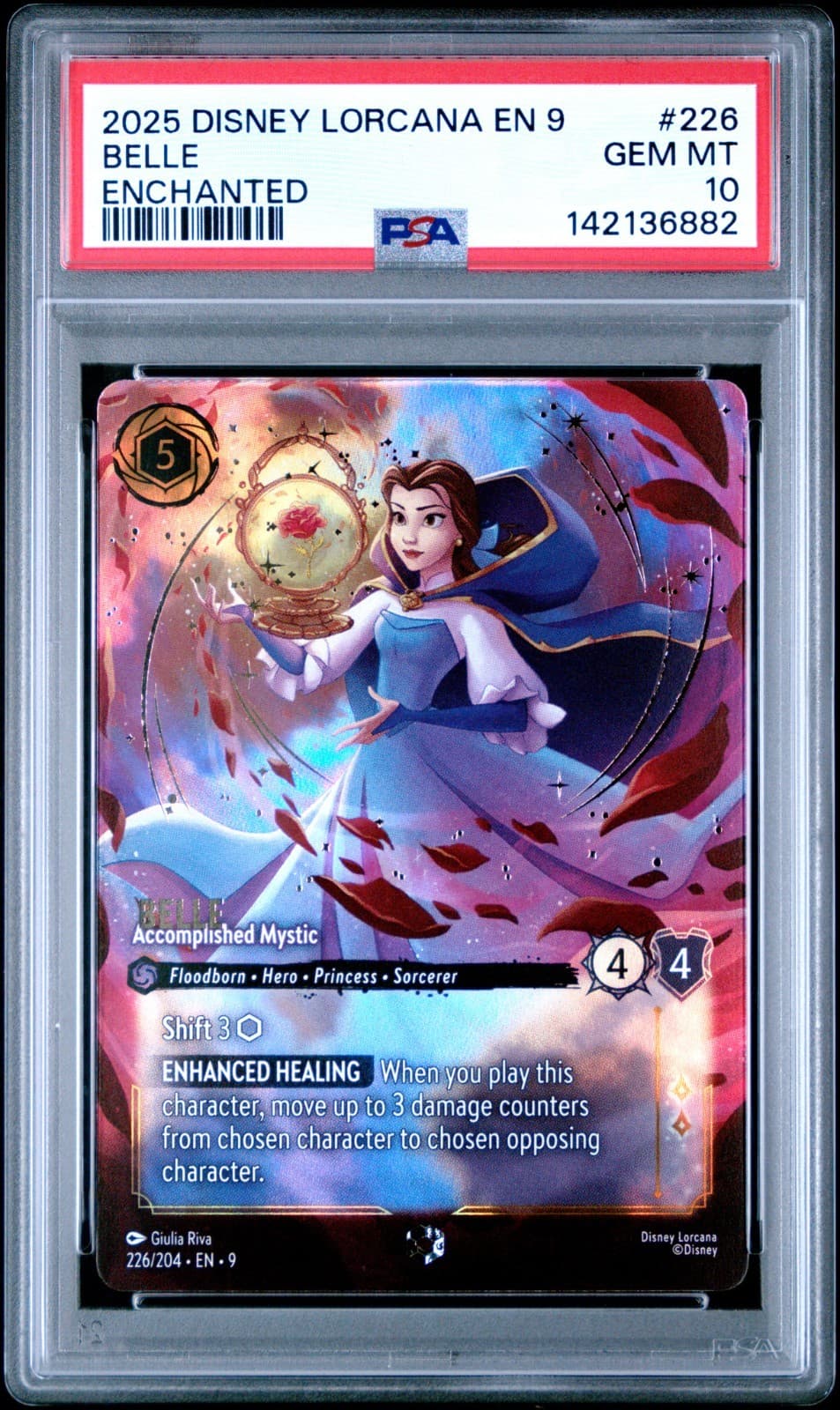 2025 Disney Lorcana EN 9 Belle Enchanted #226 PSA 10 GEM MINT