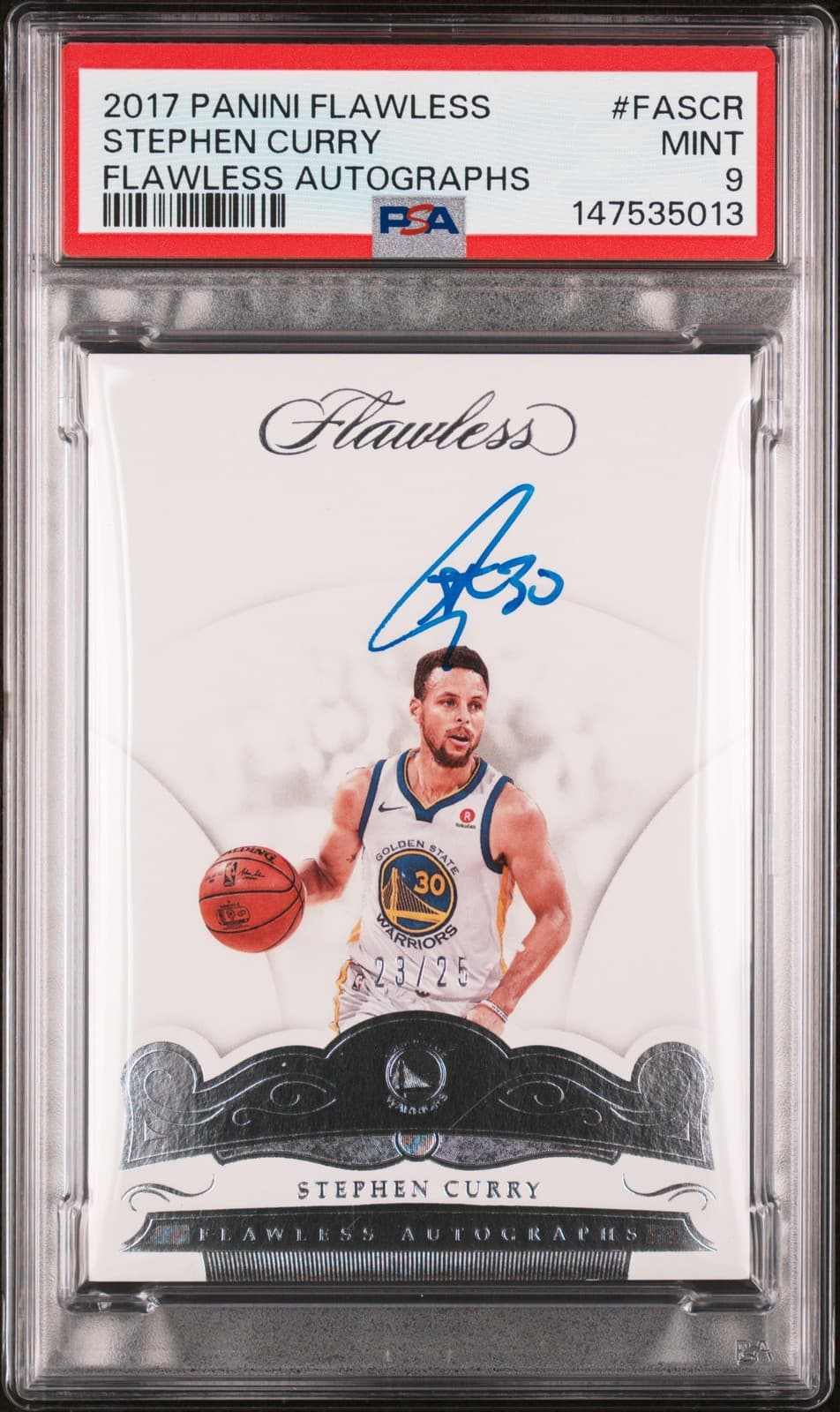 2017 PANINI FLAWLESS FLAWLESS AUTOS #FASCR STEPHEN CURRY 23/25 PSA 9 AUTO
