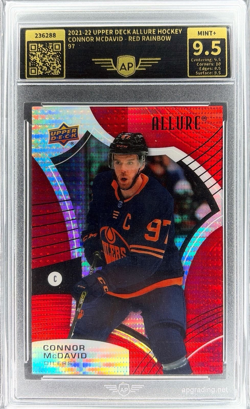 2021–22 Upper Deck Allure Hockey Connor McDavid Red Rainbow 97 (9.5 MINT+)