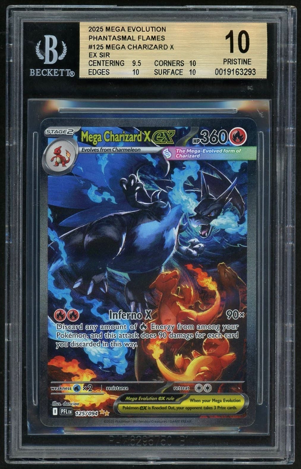 2025 Pokemon TCG Mega Charizard X ex SIR Mega Evolution Phantasmal Flames BGS 10