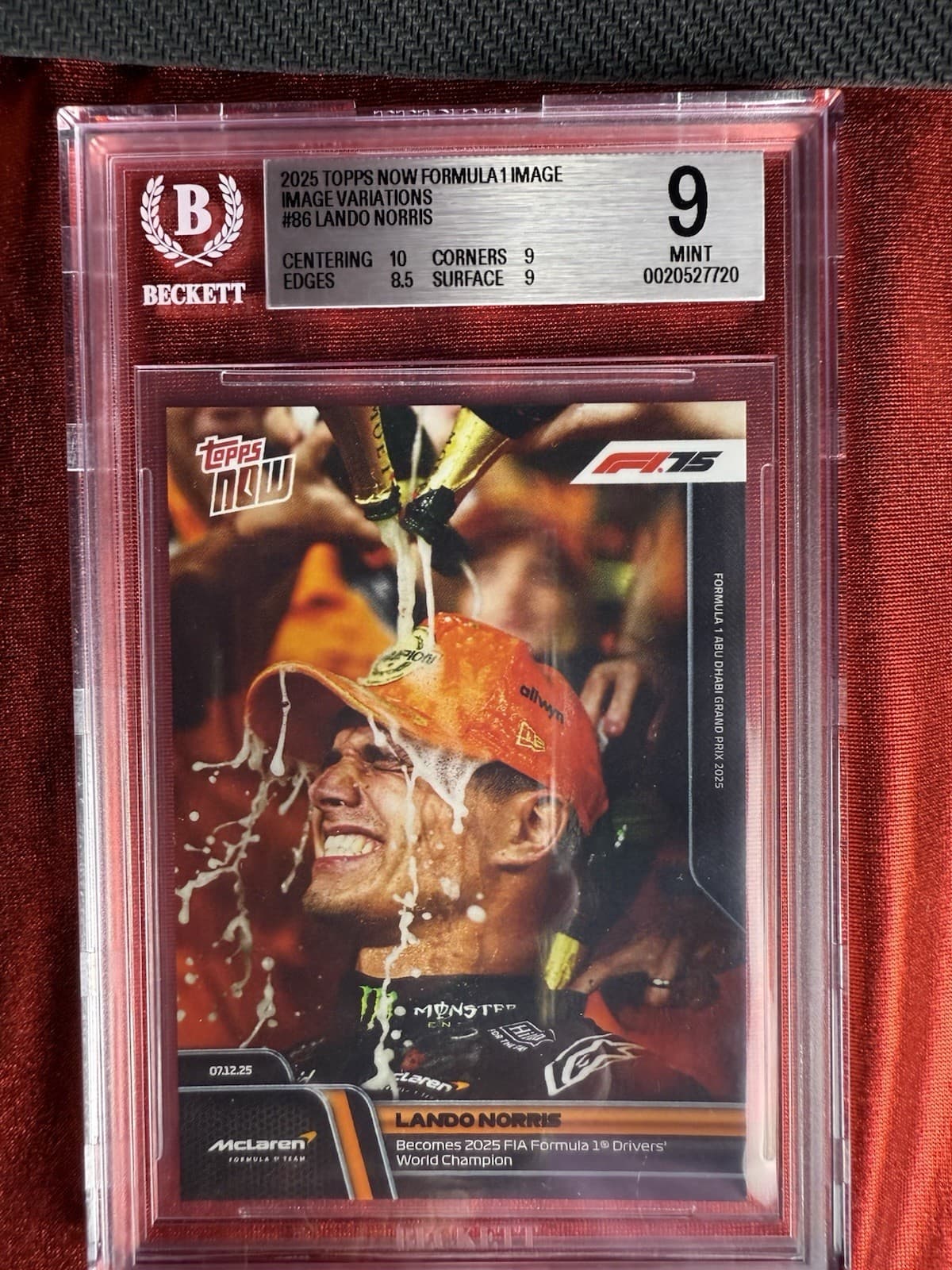 2025 Topps Now F1 Lando Norris #86 Image Variation SP BGS 9 World Champion
