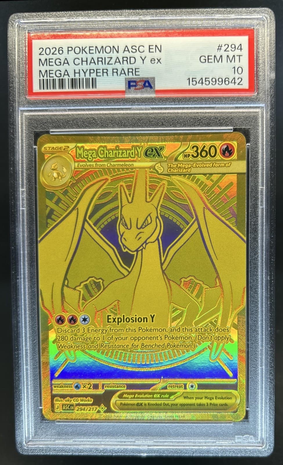 2026 Pokemon Ascended Heroes Mega Charizard Y ex Hyper Rare #294/217 PSA 10