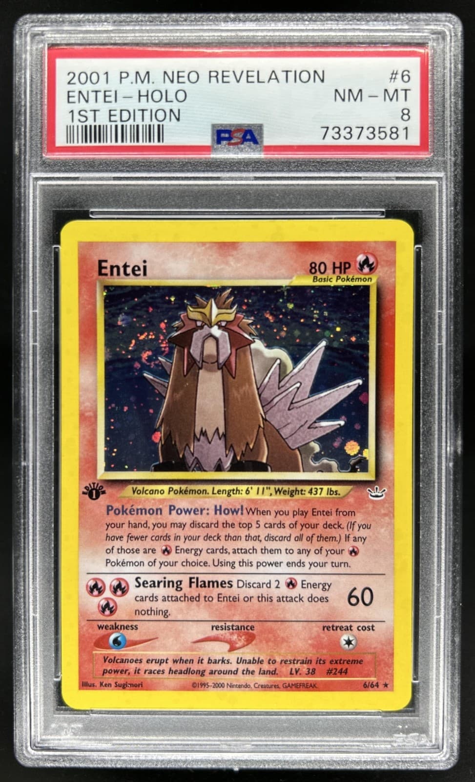 2001 Pokemon Neo Revelation 1st Edition Entei Holo #6/64 PSA 8