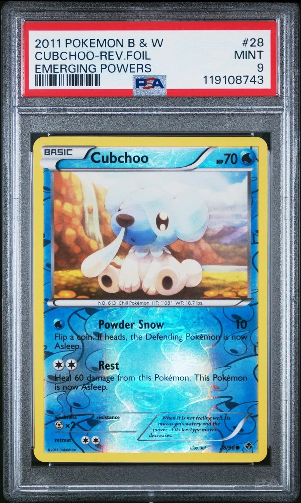 2011 Pokemon Black & White Emerging Powers 28 Cubchoo-Reverse Foil LOW POP