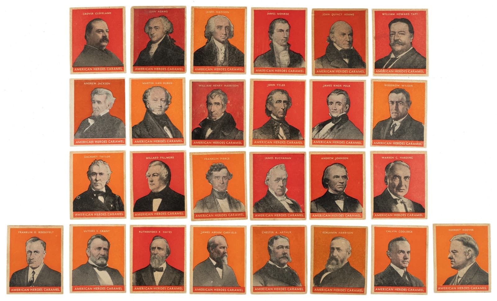 1932 R114 U.S. Caramel Presidents Near Complete Set (30/31) missing McKinley