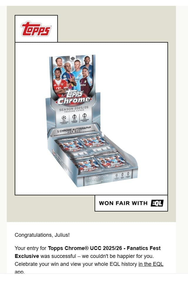 Topps Chrome® UCC 2025/26 - FANATICS FEST EXCLUSIVE HOBBY- Sealed Ships Friday