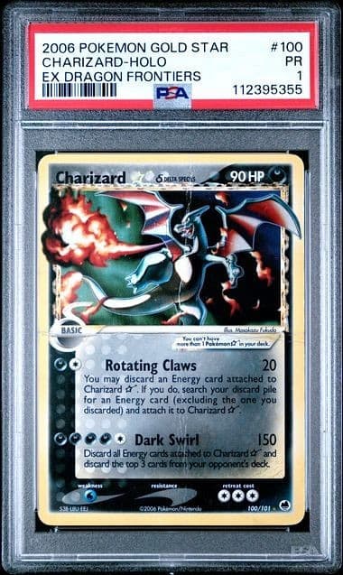 2006 Pokemon Gold Star Charizard Holo EX Dragon Frontiers PSA 1