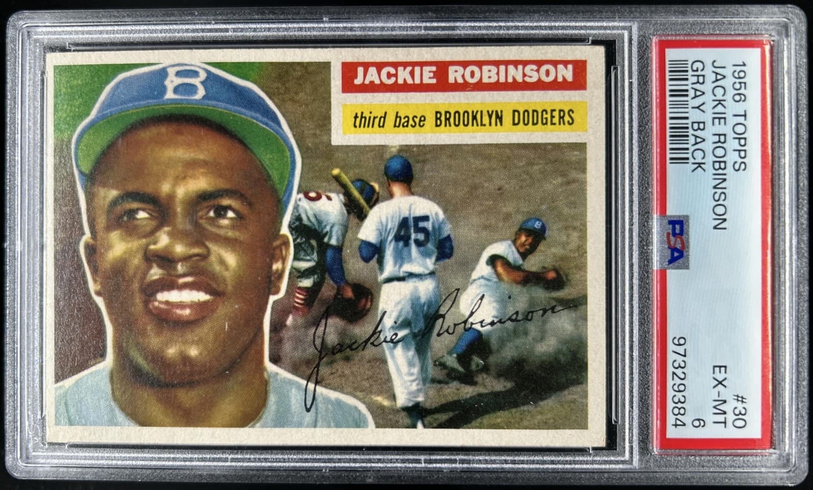 1956 Topps Jackie Robinson - #30b Dodgers PSA 6