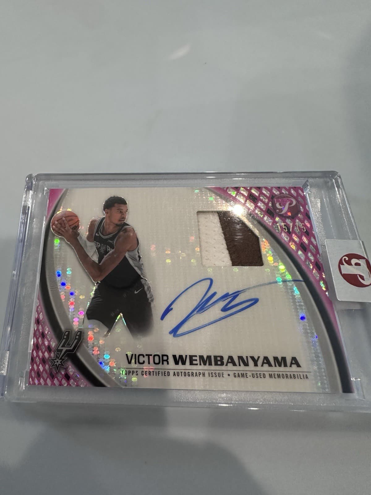 Victor Wembanyama Spurs 2025-26 Pristine Pink 15/15 game worn rookie patch 23/24