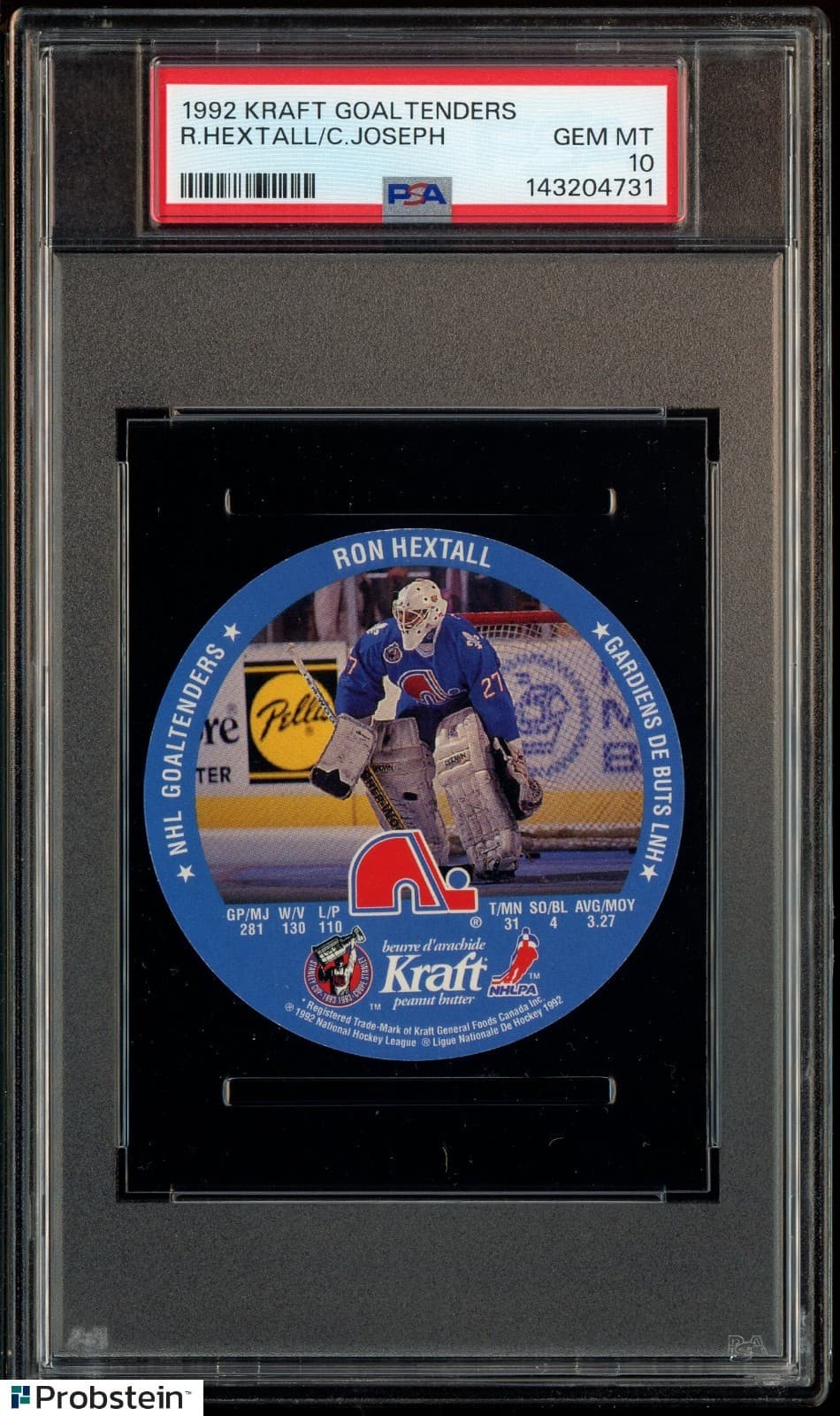 1992 Kraft Goaltenders Hockey Ron Hextall Curtis Joseph PSA 10 GEM MINT