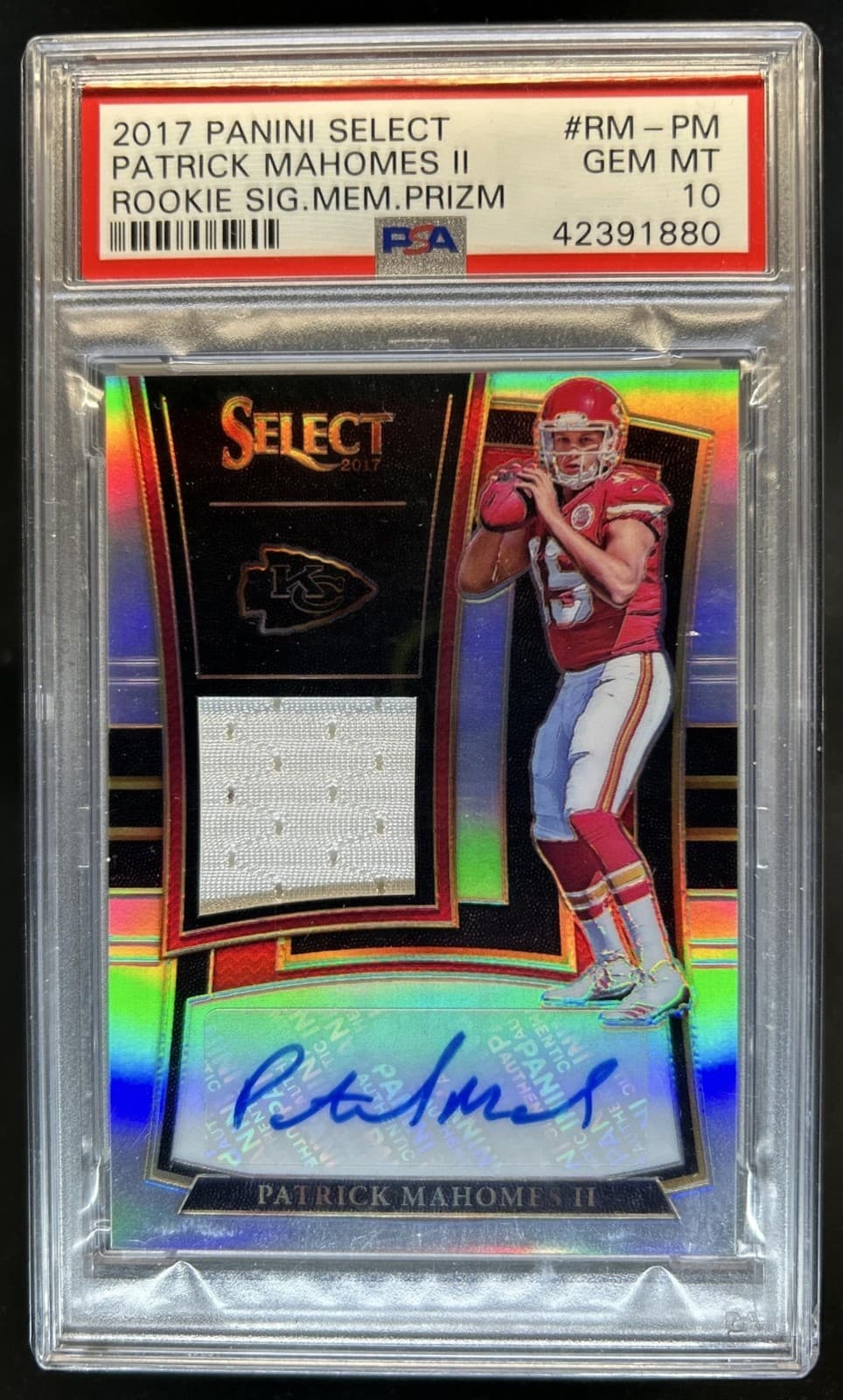 2017 Select Patrick Mahomes II Rookie Jersey Prizm RC Auto #/99 PSA 10 GEM MINT