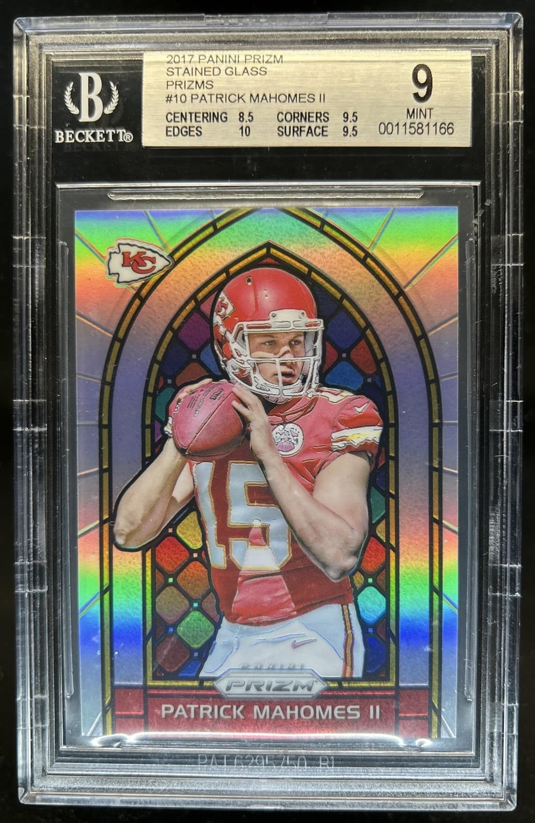 2017 Panini Prizm Patrick Mahomes II Stained Glass SP Rookie RC #10 Chiefs BGS 9
