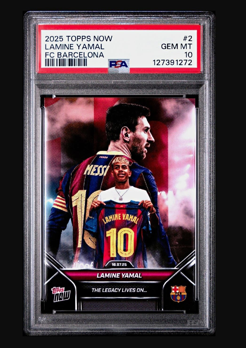 Topps 2025 Topps Now Lamine Yamal & Lionel Messi #2 PSA 10 Graded Card #Fifa 26