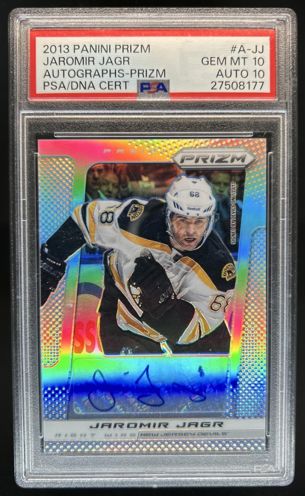 2013-14 Panini Prizm Jaromir Jagr Auto #/20 Devils PSA 10 GEM MINT Auto 10