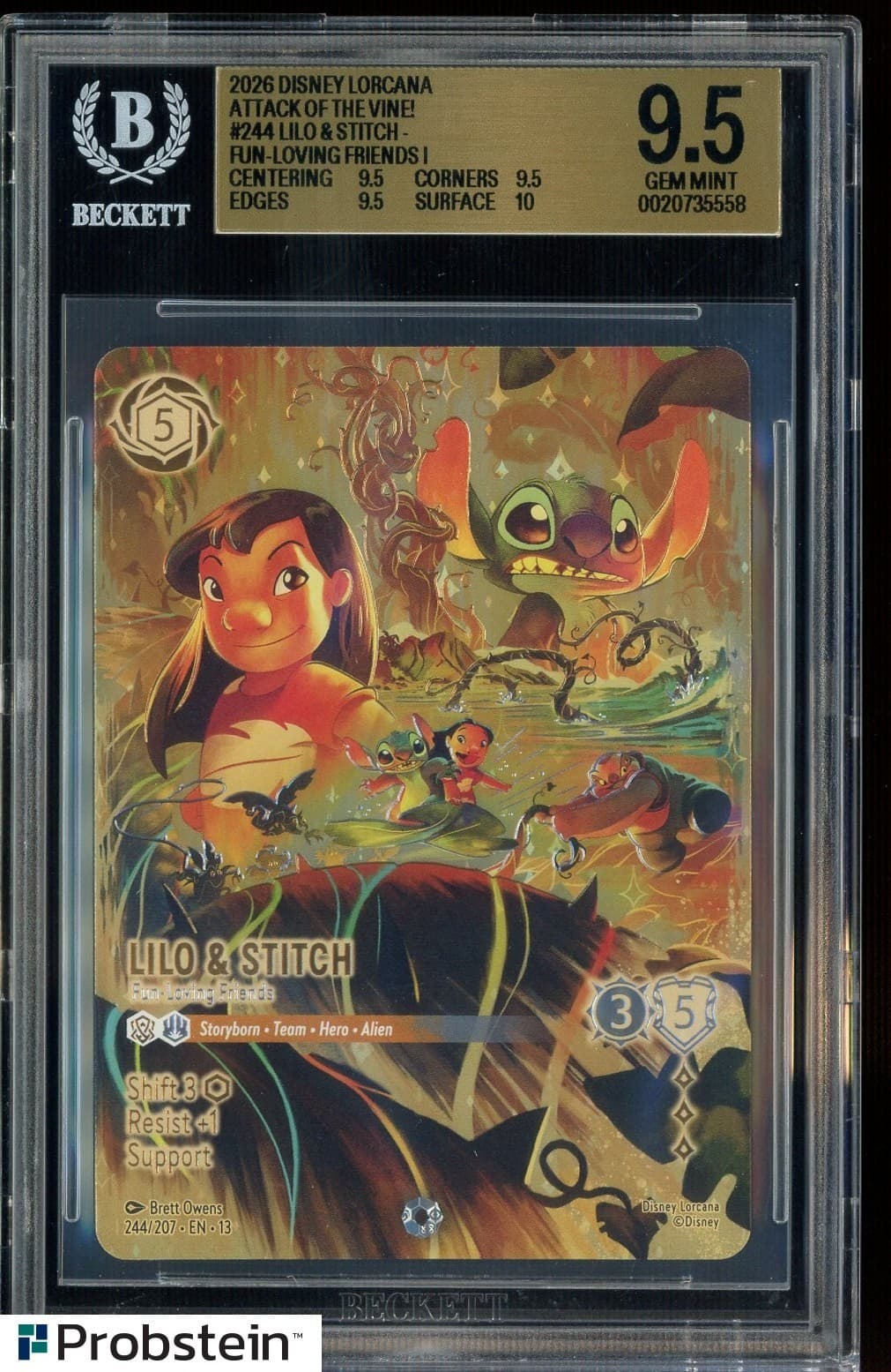 2026 Disney Lorcana Attack/Vine! #244 Lilo & Stitch Fun Loving Friends BGS 9.5