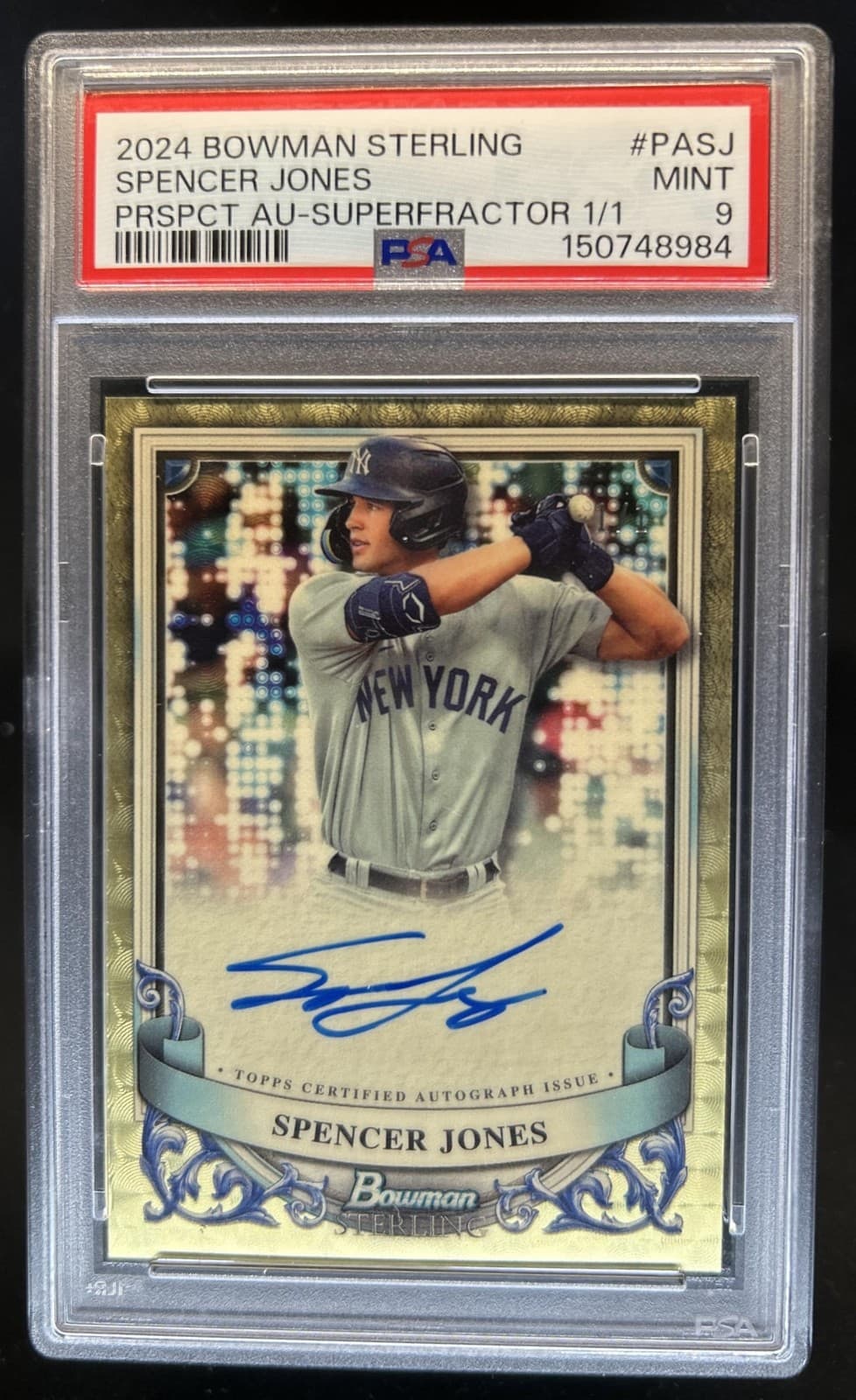 2024 Bowman Sterling Spencer Jones Prospect Auto SuperFractor #1/1 Yankees PSA 9