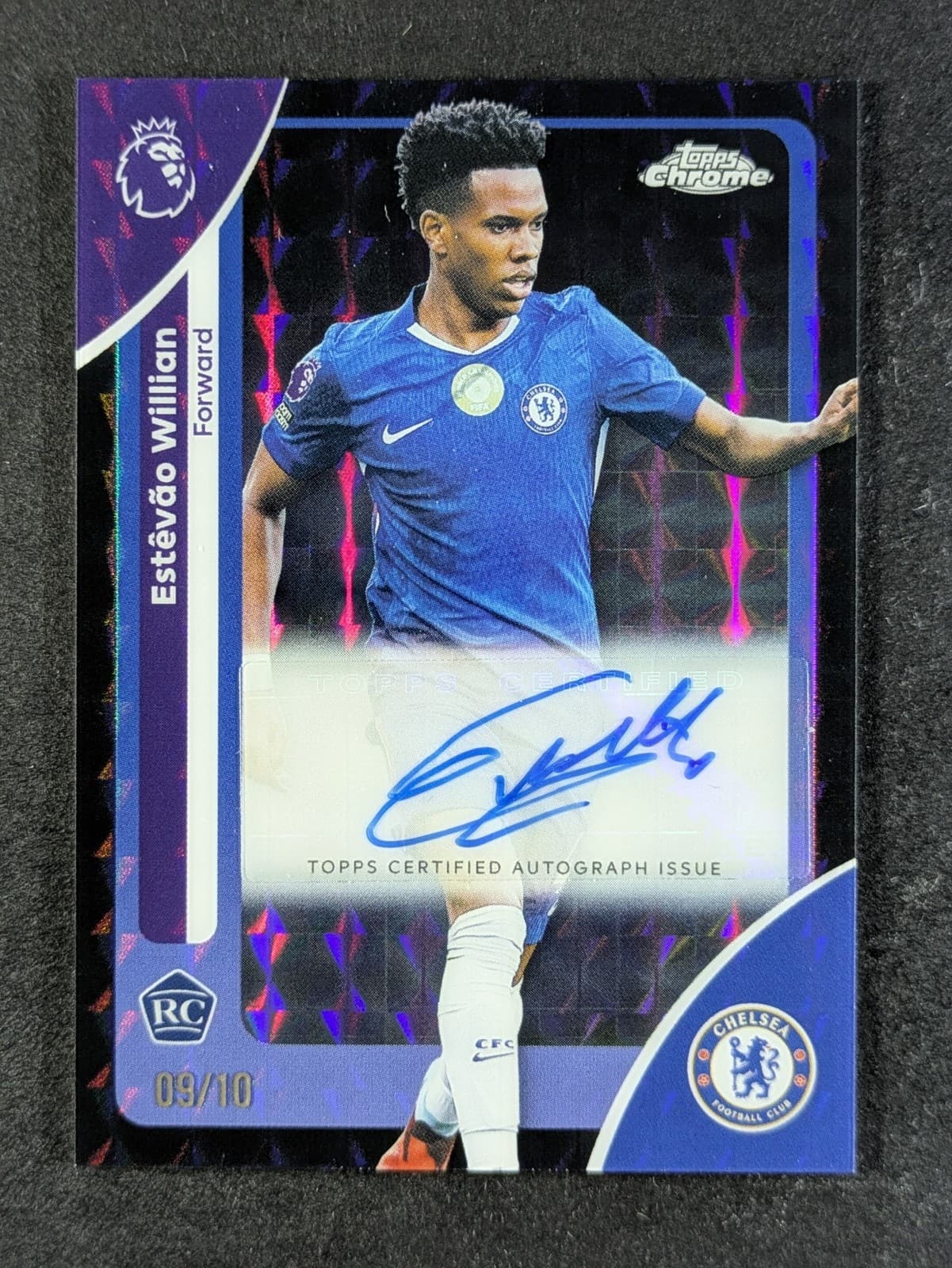 2026 Topps Chrome EPL ESTEVAO WILLIAN 9/10 RC Auto Black Geometric Ref. #CA-EV
