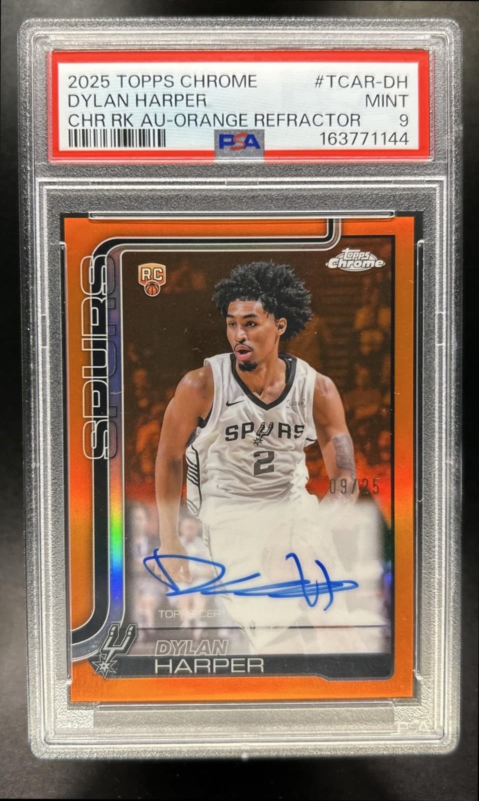 2025-26 Topps Chrome Dylan Harper Rookie Auto RC Orange Refractor #/25 PSA 9