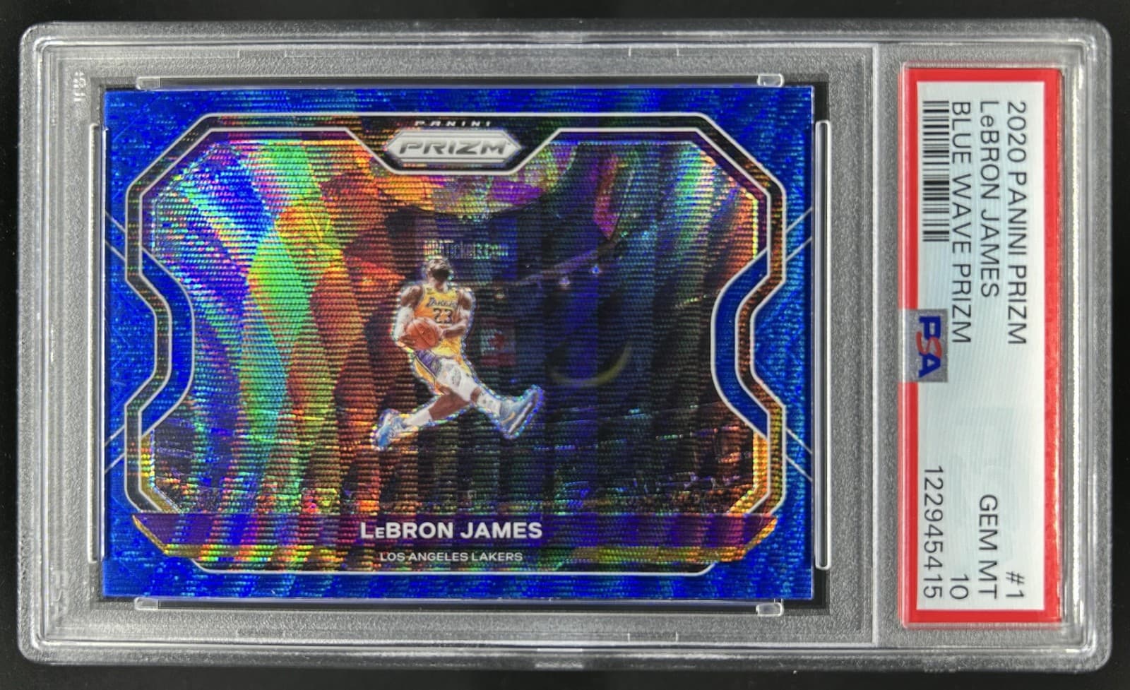 2020-21 Panini Prizm LeBron James Blue Wave Prizm #1 Lakers PSA 10 GEM MINT