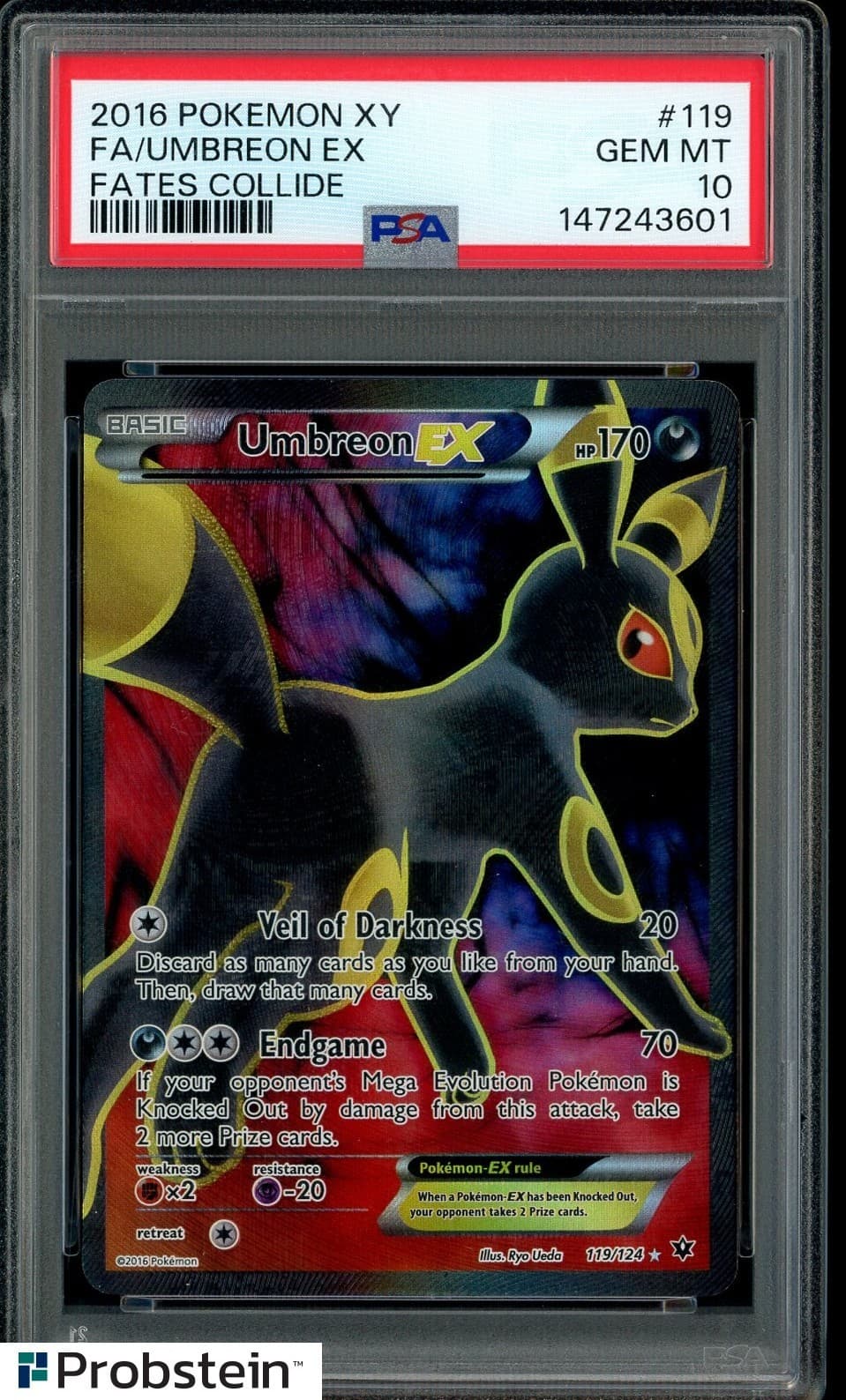 2016 Pokemon XY Fates Collide #119 Umbreon Ex FA PSA 10 GEM MINT
