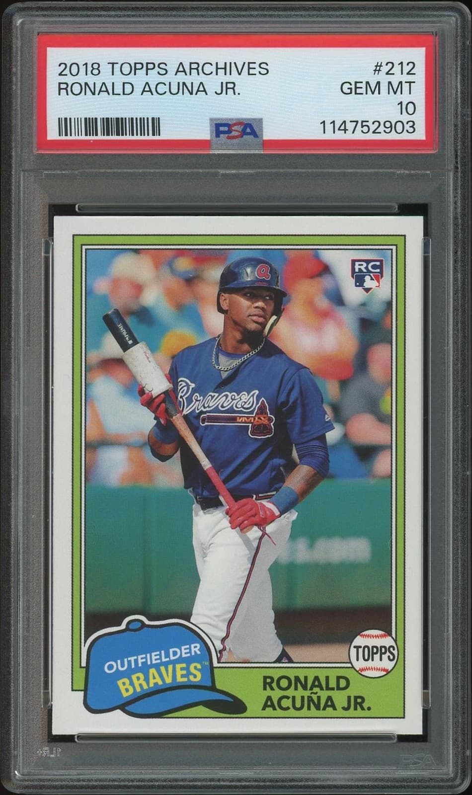 2018 Topps Archives Baseball #212 Ronald Acuna Jr. Rookie PSA 10 (GEM MT)