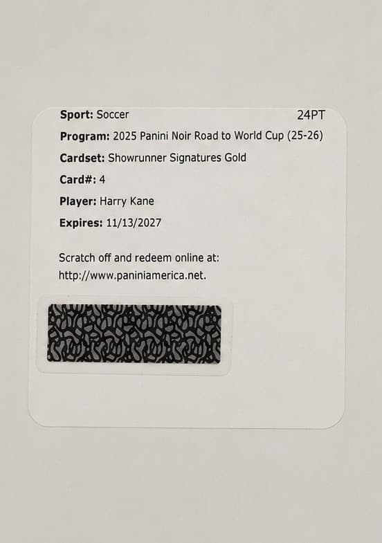 2025-26 Panini Noir Road to World Cup Showrunner Signatures Gold /5 Harry Kane