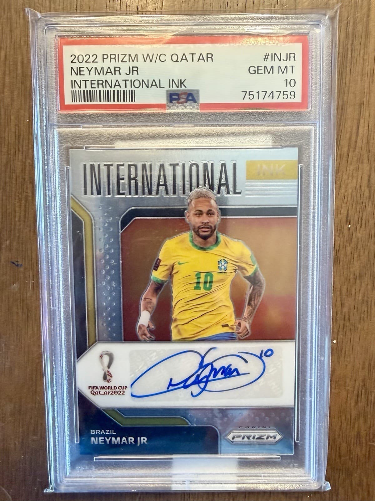 2022 Prizm World Cup Neymar Jr International Ink Auto Autograph #I-NJR PSA 10