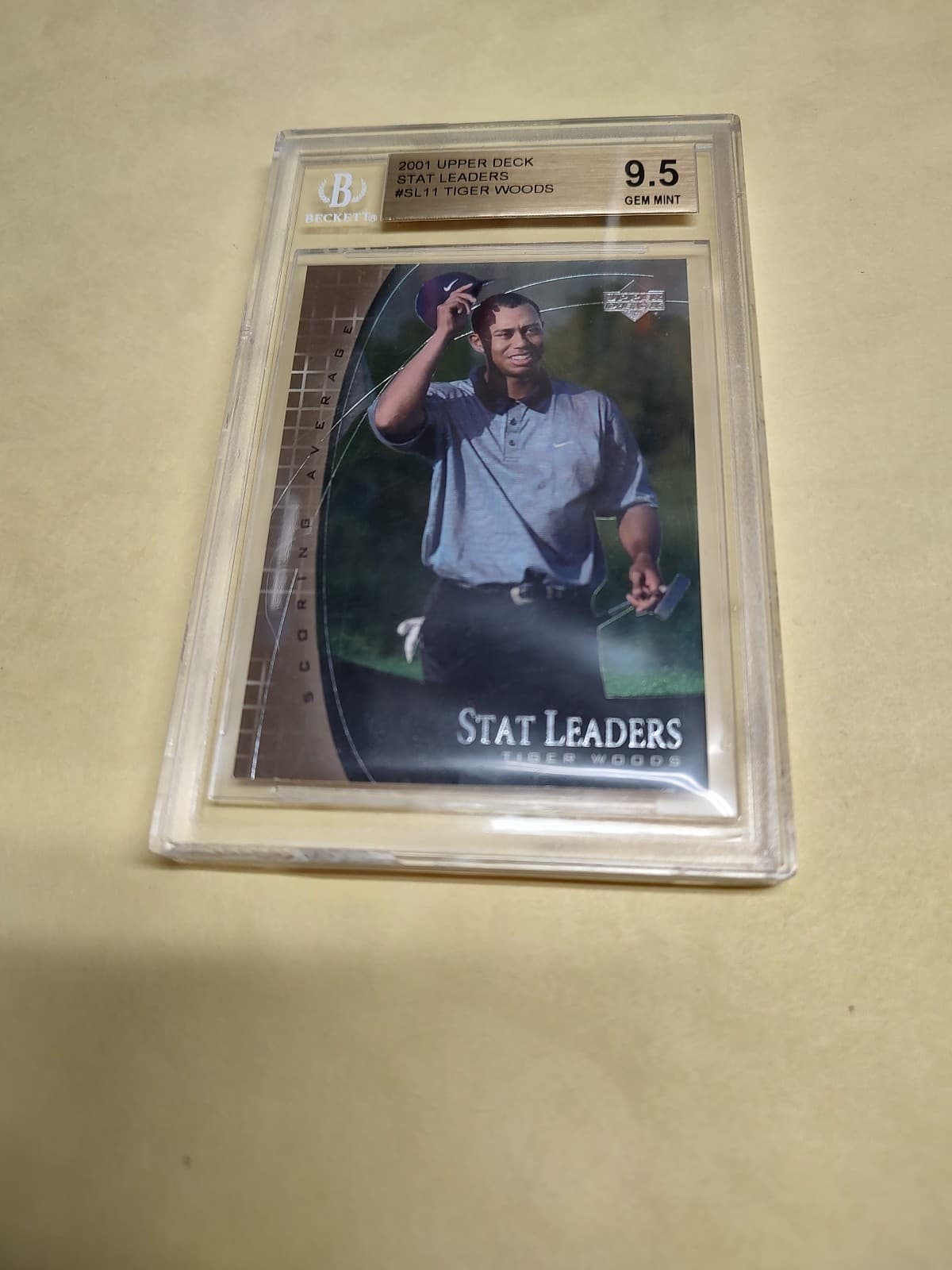 2001 Upper Deck Stat Leaders SL11 Golf Tiger Woods BGS 9.5 With A 10