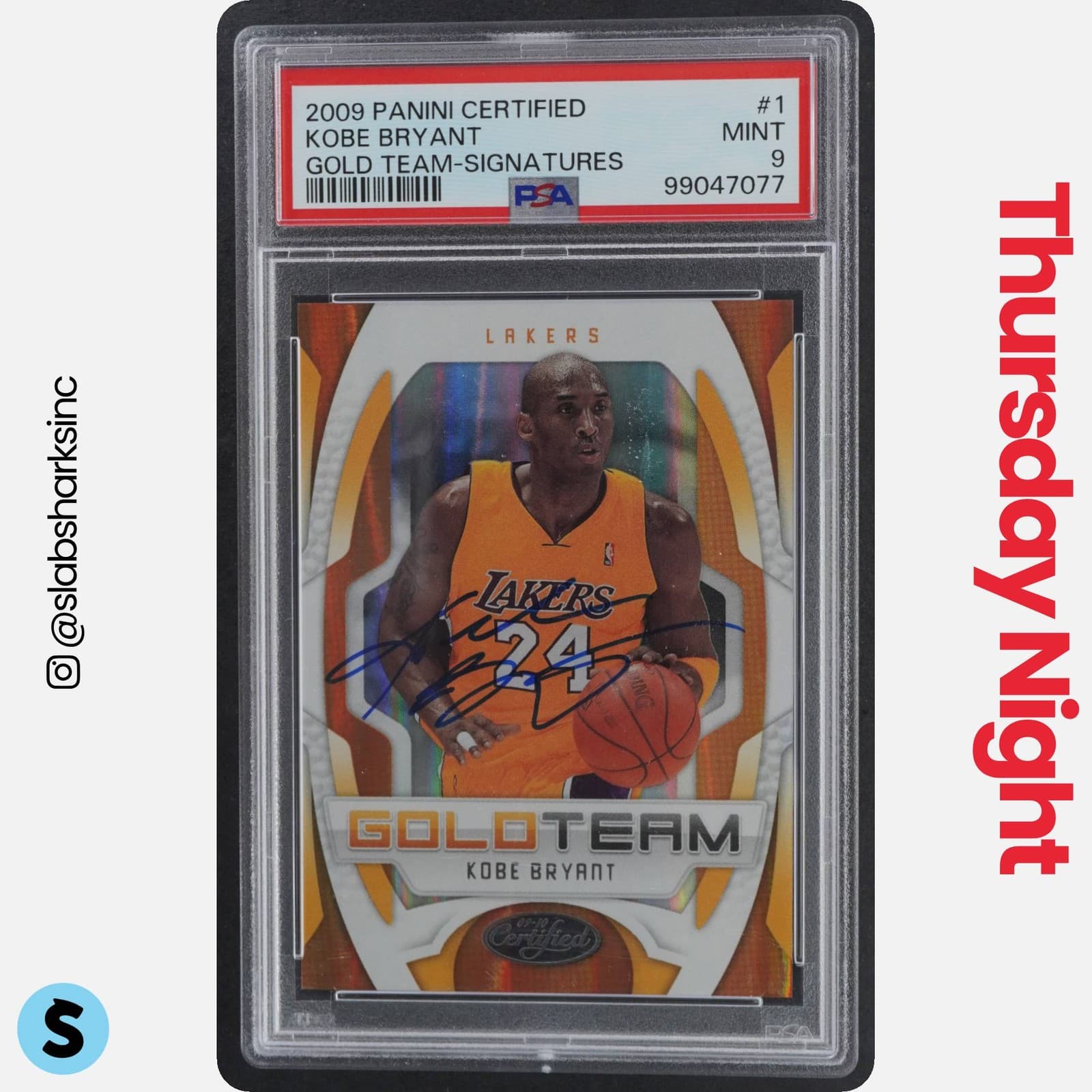 2009 Panini Certified #1 Kobe Bryant Gold Team Signatures Auto /50 Psa 9