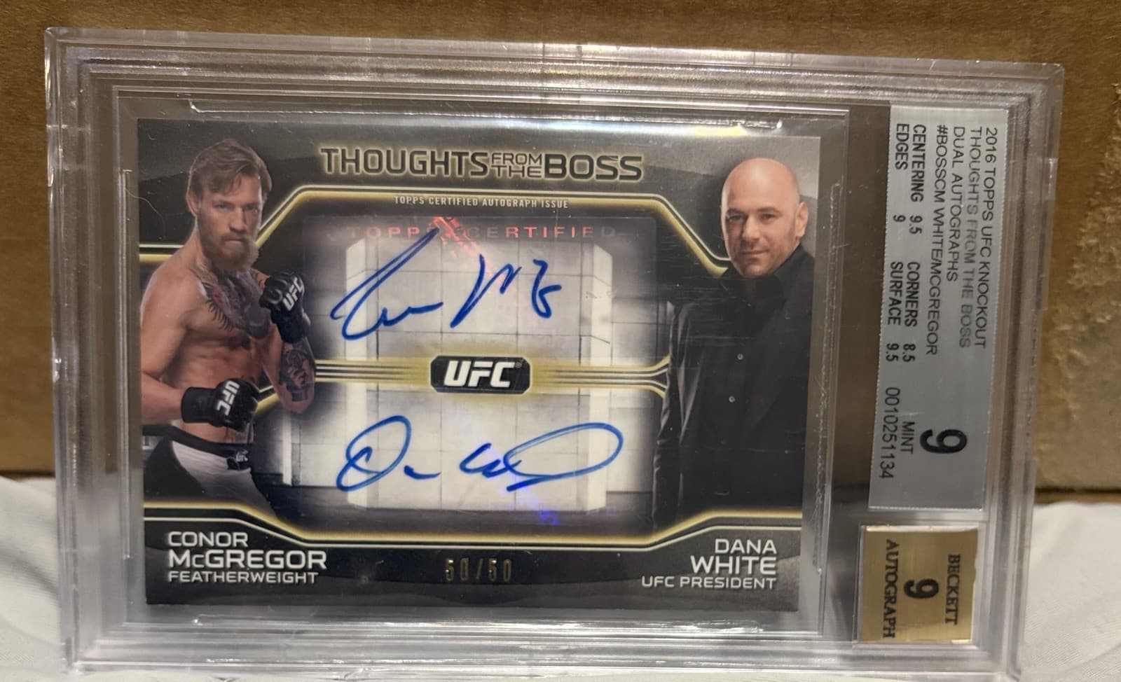 Topps 2016 UFC Knockout Thoughts from the Boss Dual Auto BOSS-CM /50 BGS 9