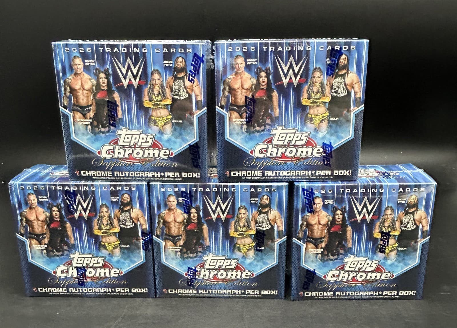 LOT of (5) 2026 Topps Chrome WWE Wrestling Sapphire Edition Boxes Sealed