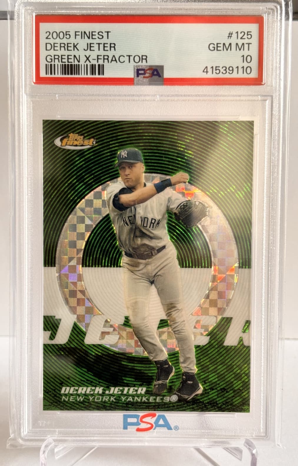 2005 Topps Finest - Derek Jeter #125 Green X-Fractor Refractor  /50 PSA 10 Gem!