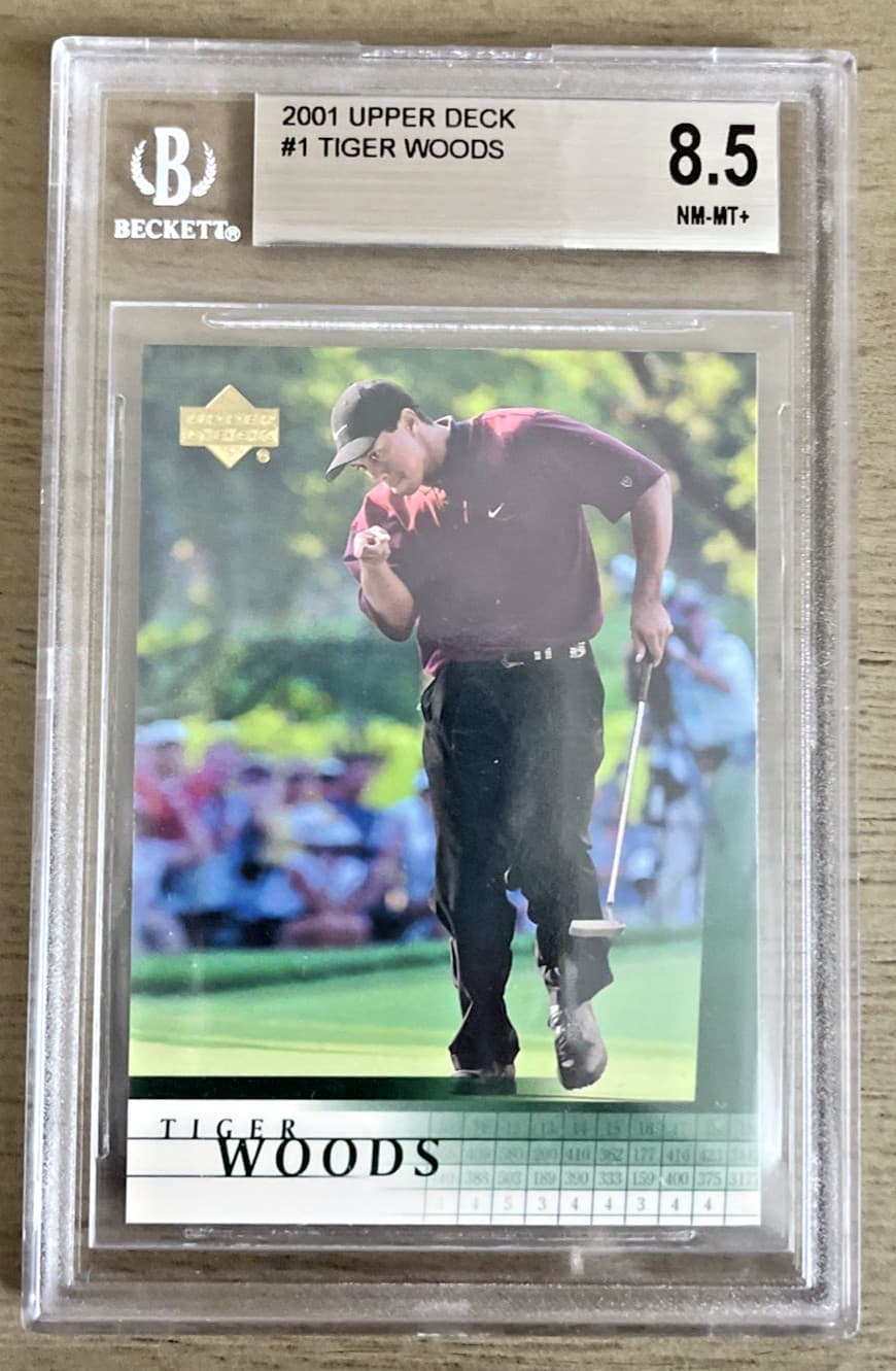 2001 Upper Deck Tiger Woods #1 Rookie Golf Card Beckett BGS 8.5