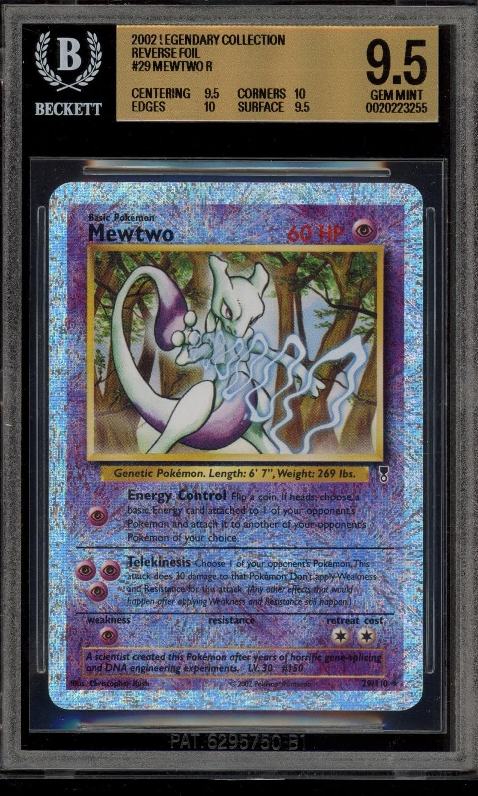 Pokemon Mewtwo Rare Legendary Coll. Reverse Holo Rare #29 Bgs 9.5 Gem Mint