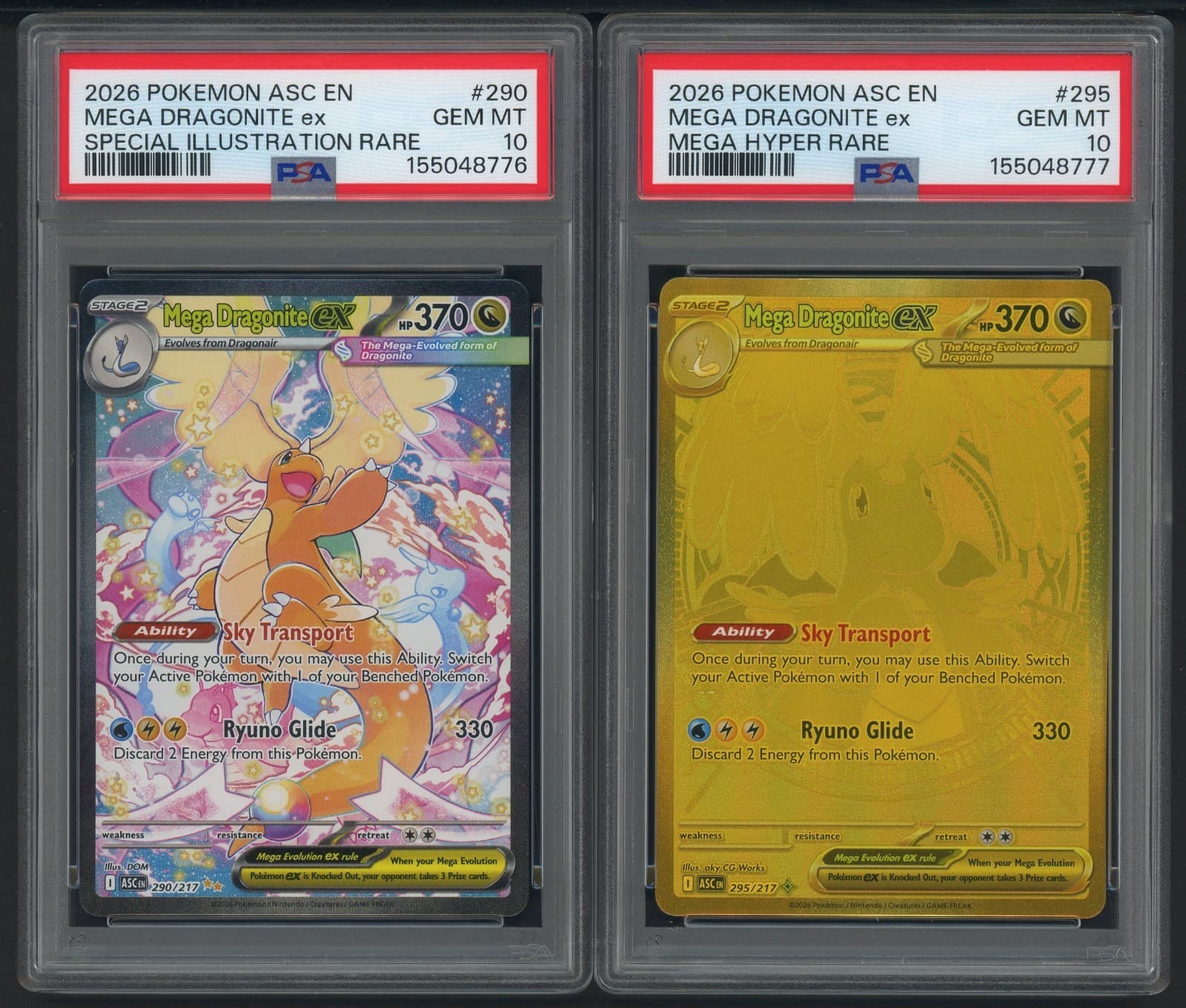2026 Pokemon ASC EN #295 #290 Mega Dragonite Ex SIR Hyper Sequential PSA 10 Set