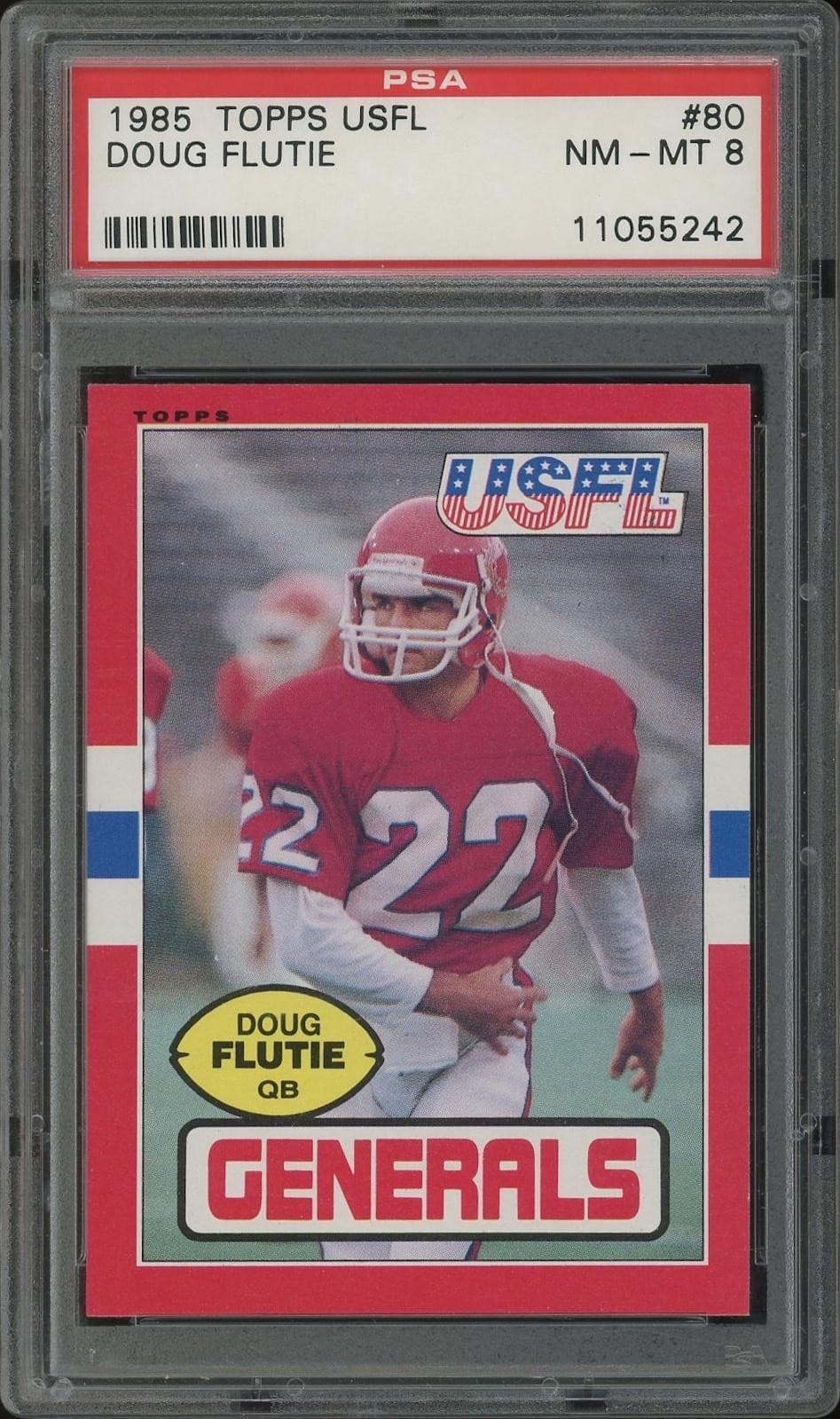 1985 Topps USFL Football #80 Doug Flutie Rookie PSA 8 (NM-MT)