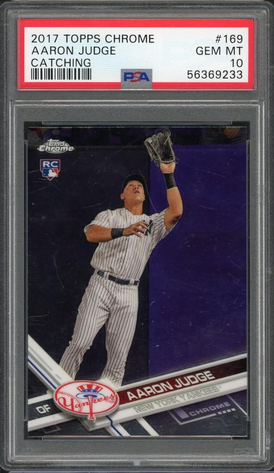 2017 Topps Chrome Aaron Judge Rookie Catching #169 PSA 10