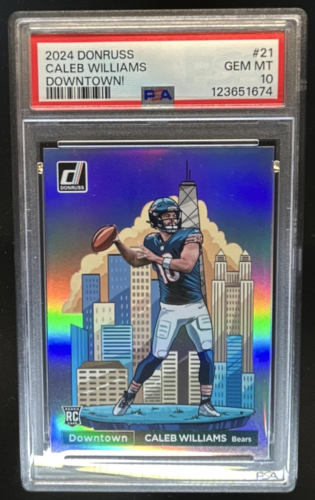2024 Panini Donruss Caleb Williams Downtown! SSP RC Rookie #21 Bears PSA 10