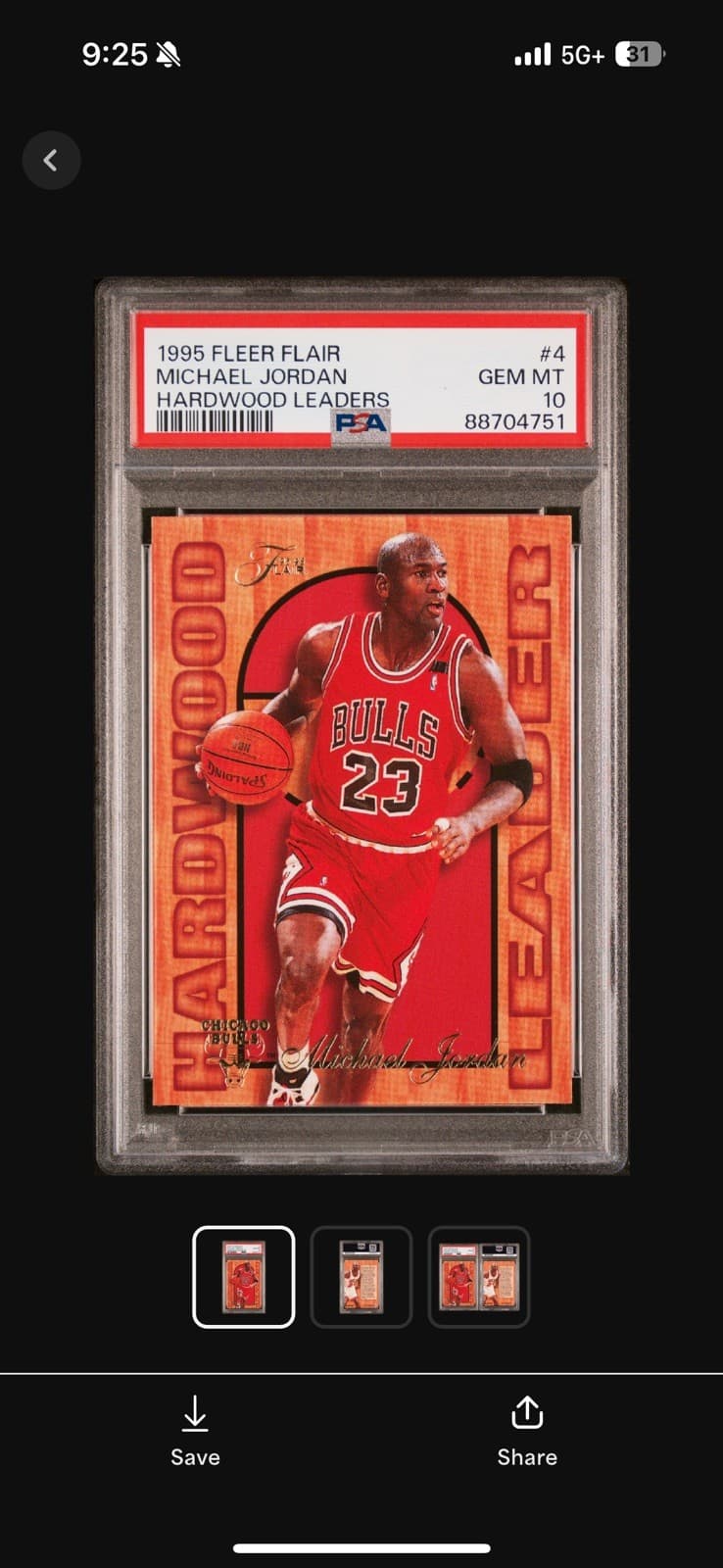 1995 Fleer Flair Hardwood Leaders #4 Michael Jordan Psa 10