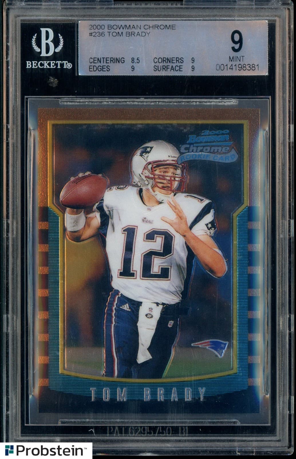 2000 Bowman Chrome #236 Tom Brady New England Patriots RC Rookie BGS 9 MINT