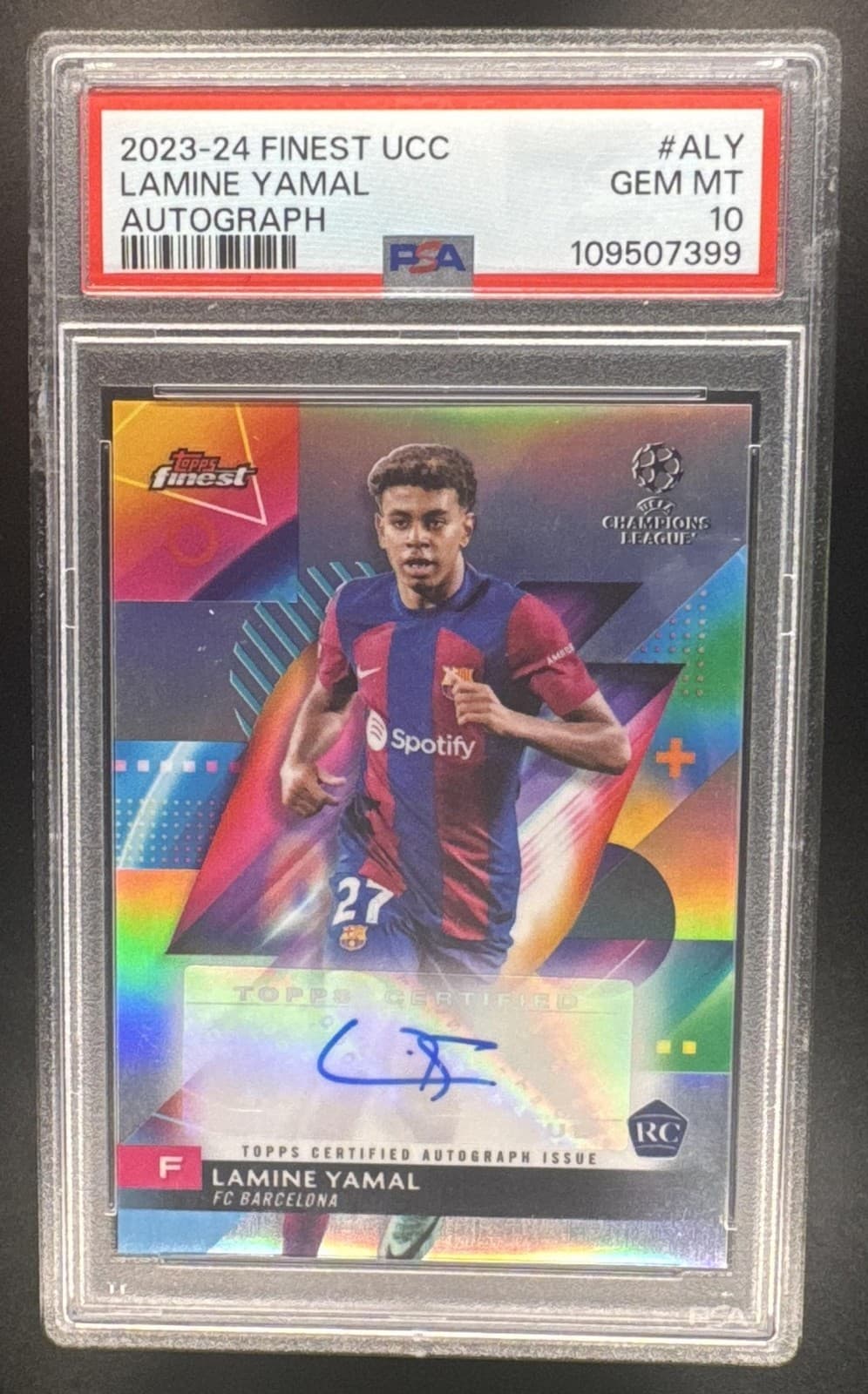 2023 Topps Finest UEFA Club Competitions Lamine Yamal #A-LY Auto RC PSA 10